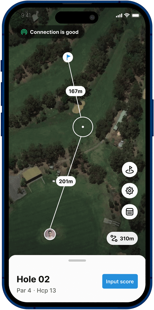 iPhone mockup of Albatros Golf APP