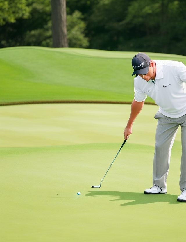 Golfer using his putter
